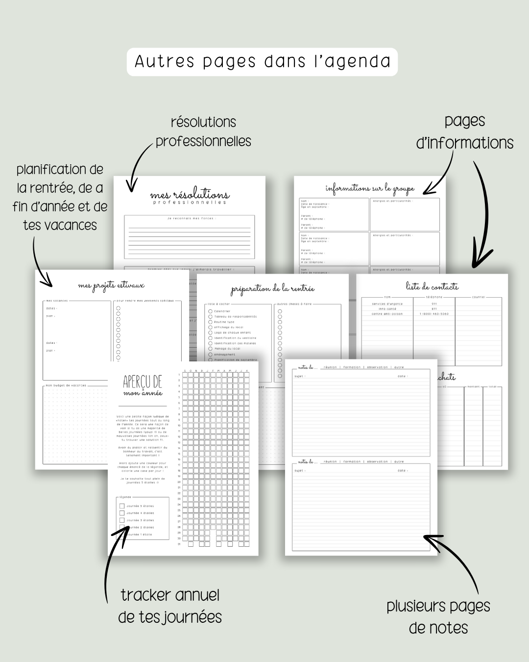 NUMÉRIQUE - Agenda de planification pour éducatrices et éducateurs | Modèle #3 : Semaine sur deux pages