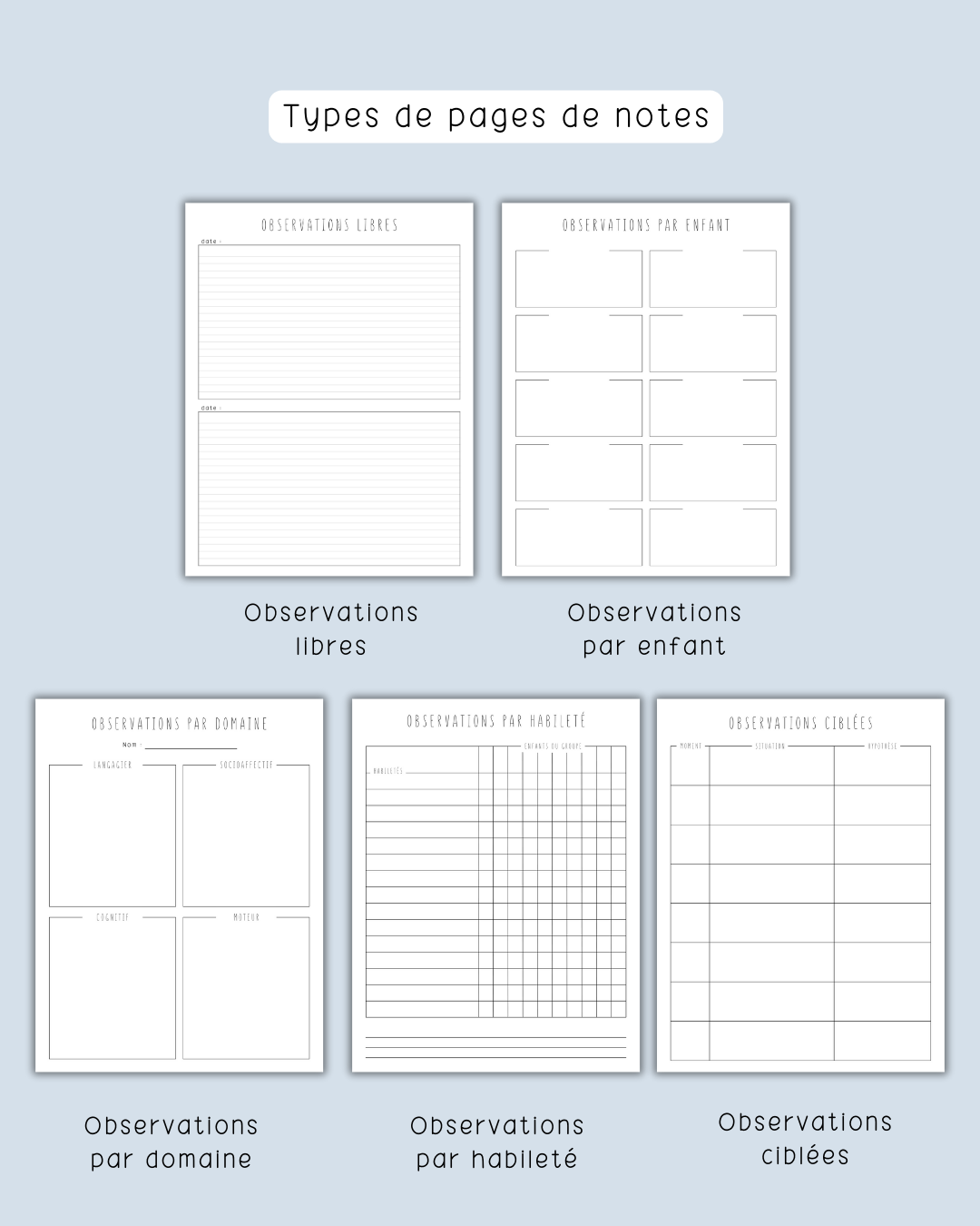 Cahier de notes d'observation