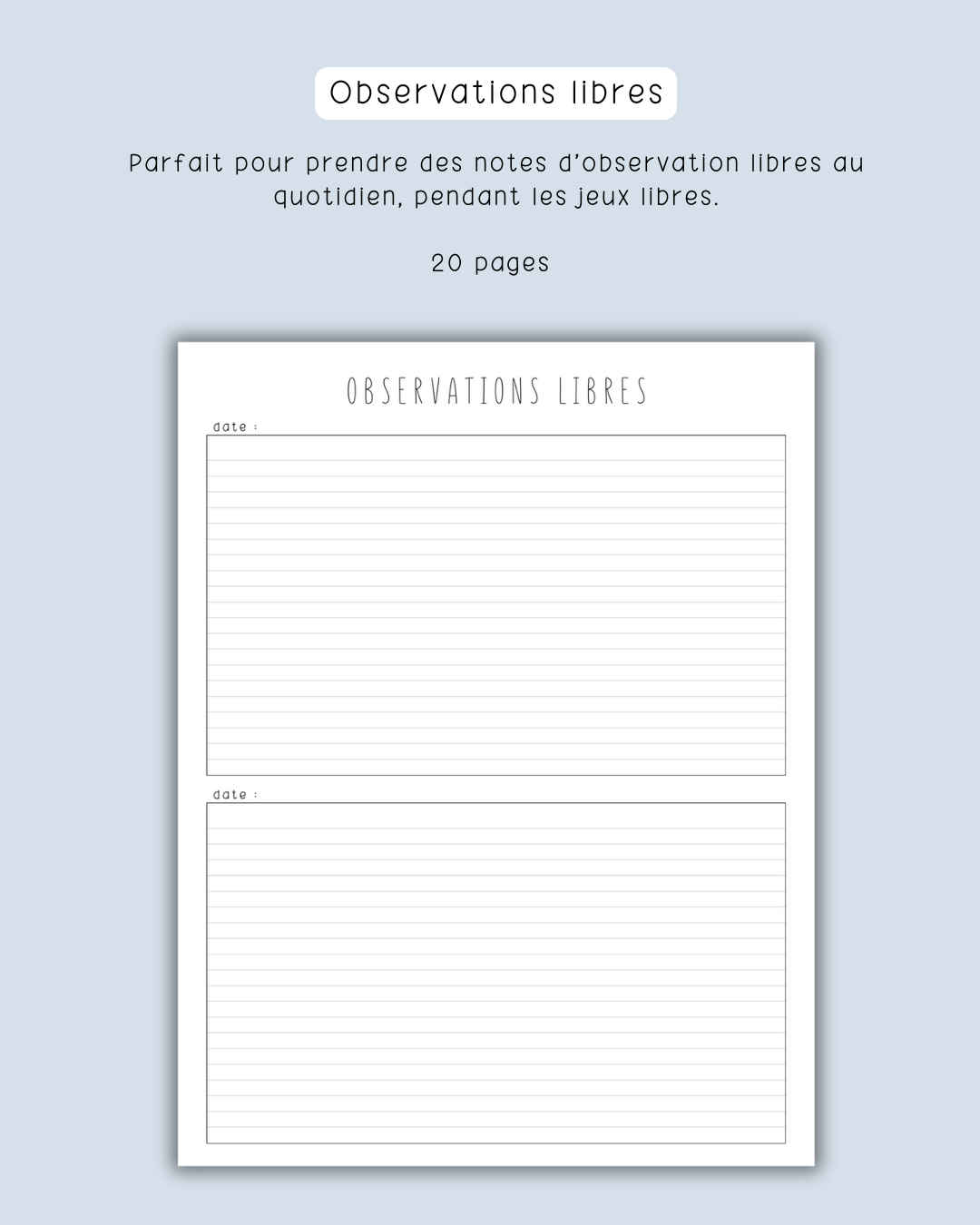 Cahier de notes d'observation