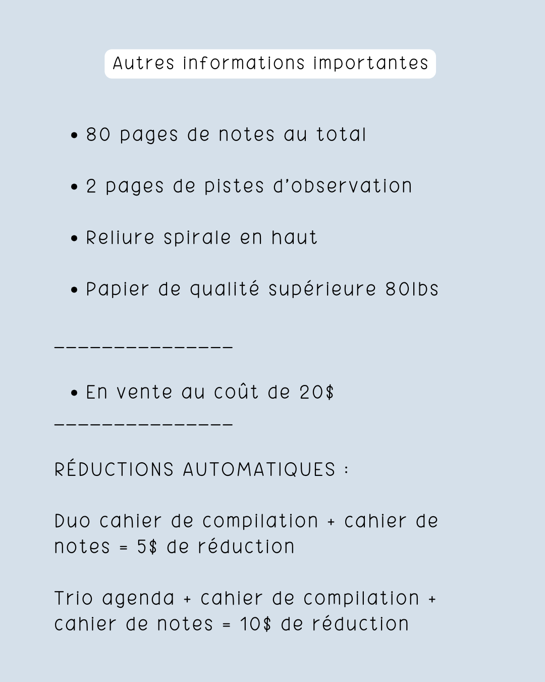 Cahier de notes d'observation