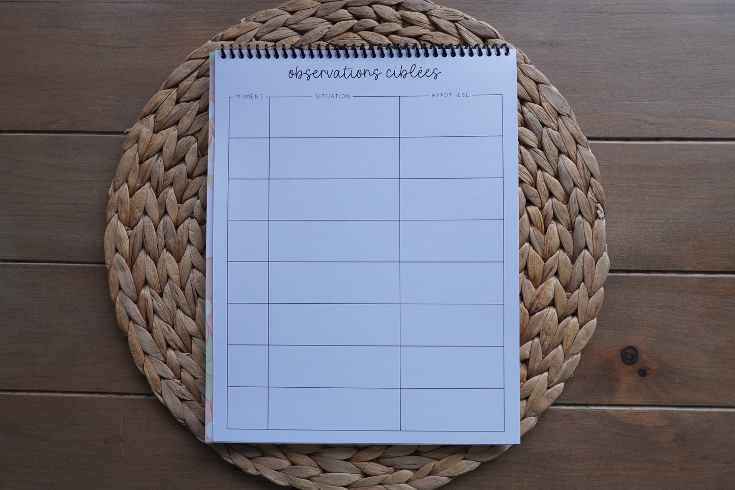 Cahier de notes d'observation