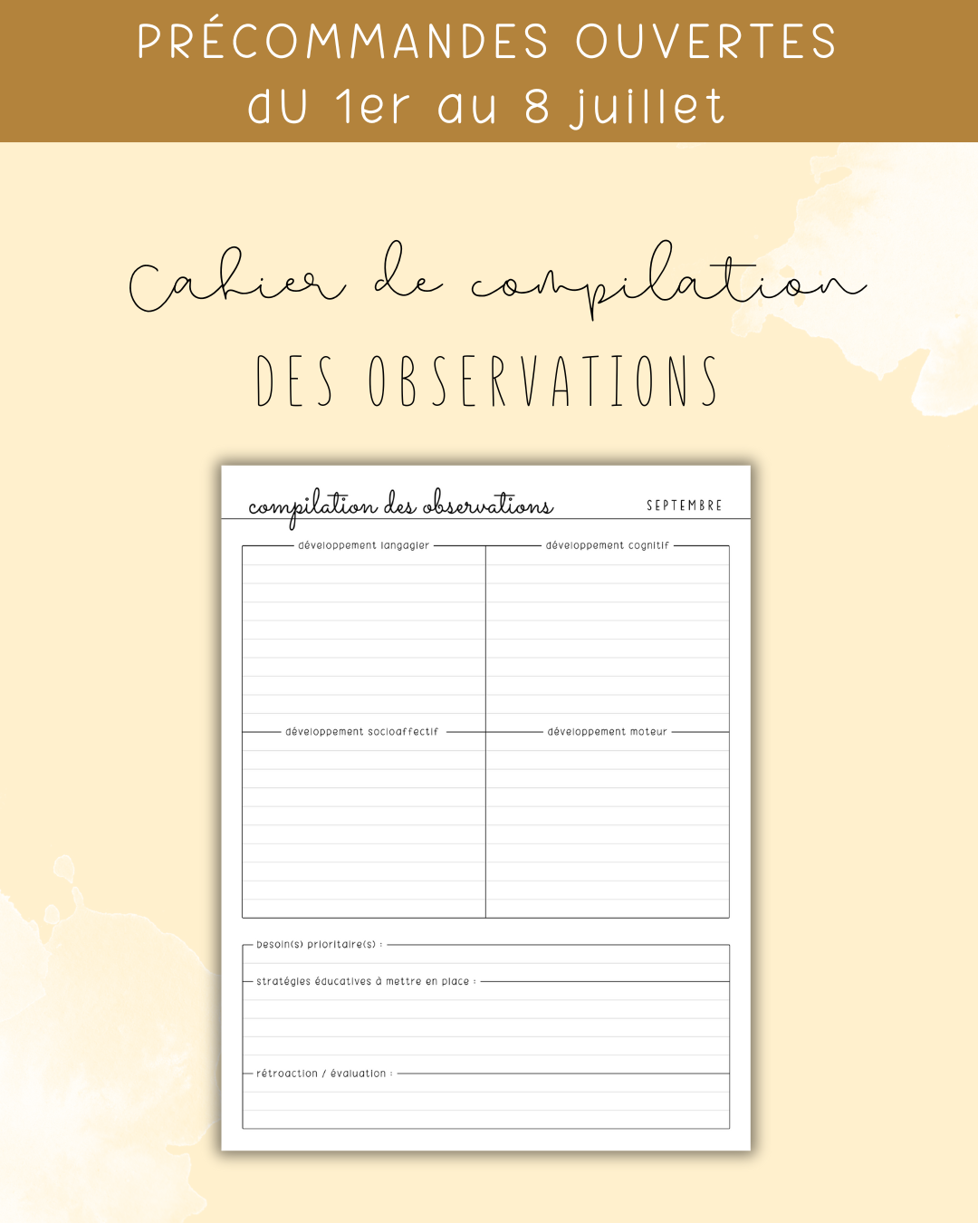 Cahier de compilation des observations