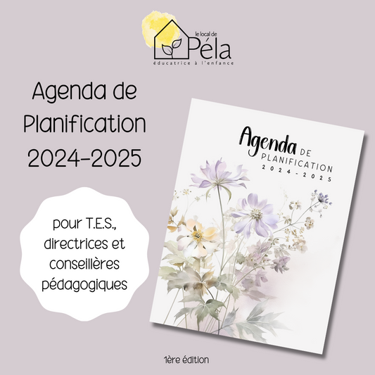 Agenda de planification pour T.E.S., conseillère pédagogique et directrice