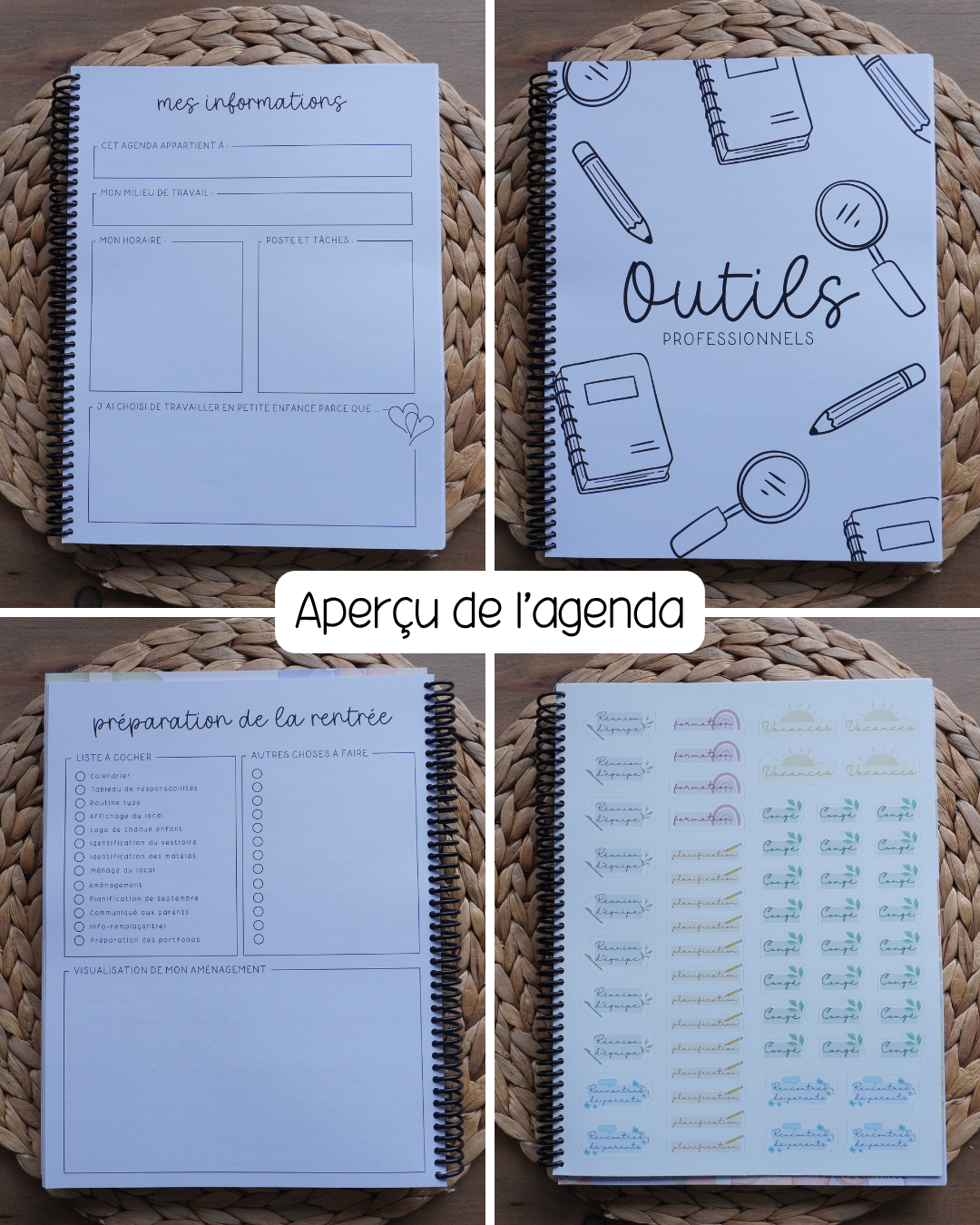 Agenda pour le personnel éducateur | Modèle 3 : Semaine sur deux pages