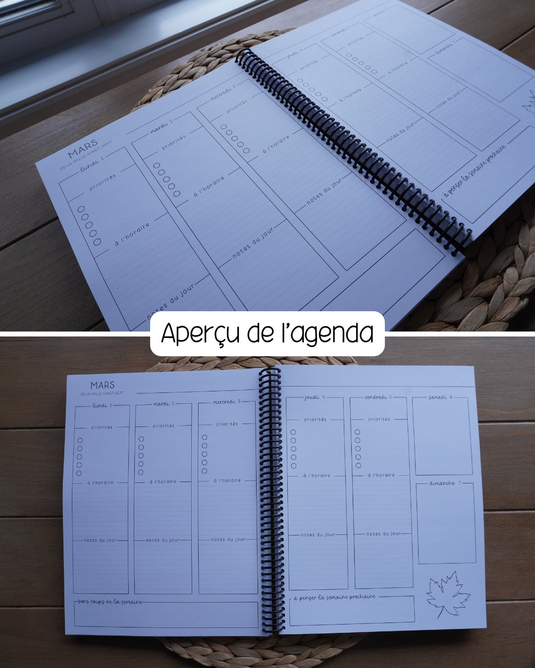 Agenda pour le personnel de soutien