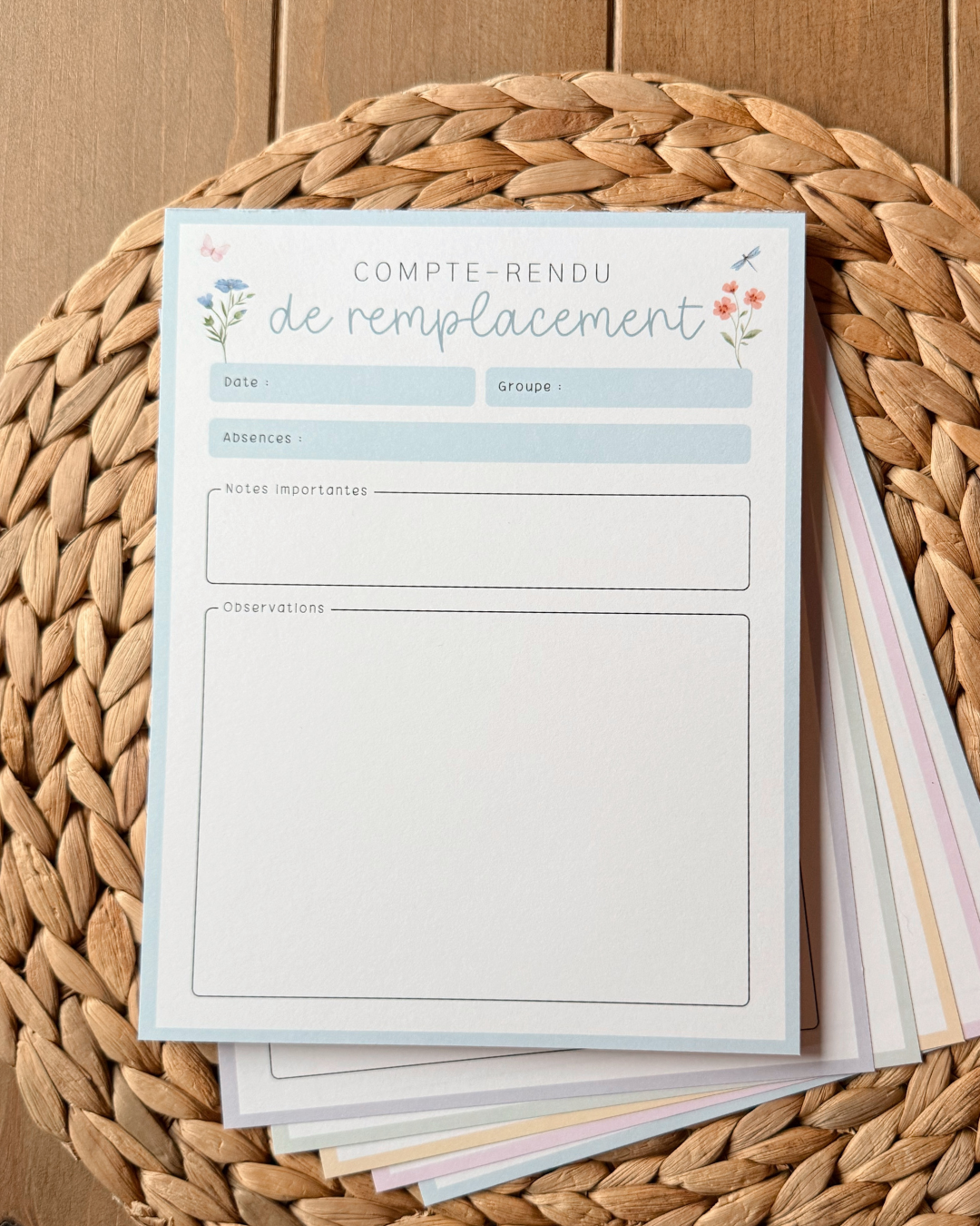Compte-rendu de remplacement | Bloc-notes