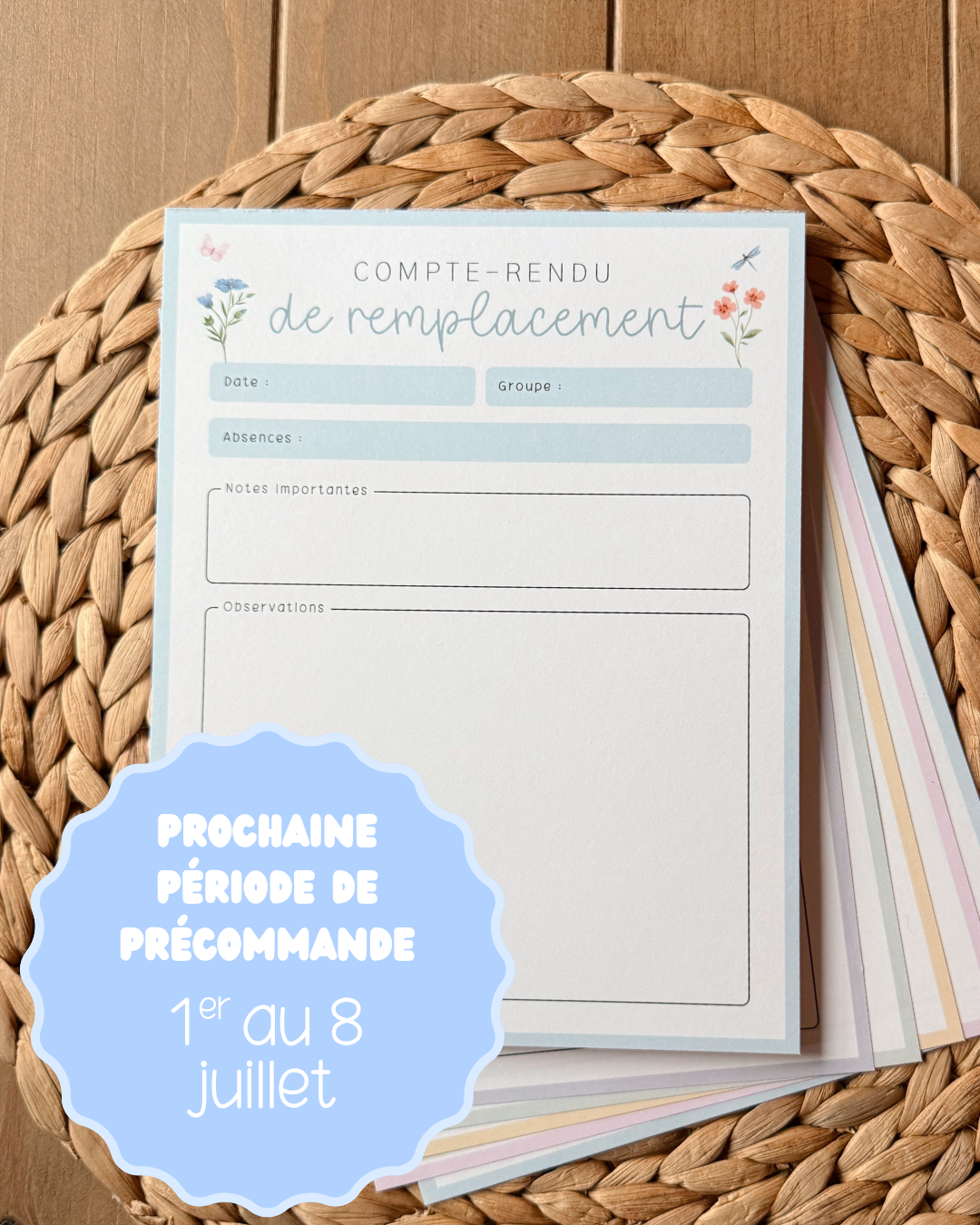 Compte-rendu de remplacement | Bloc-notes