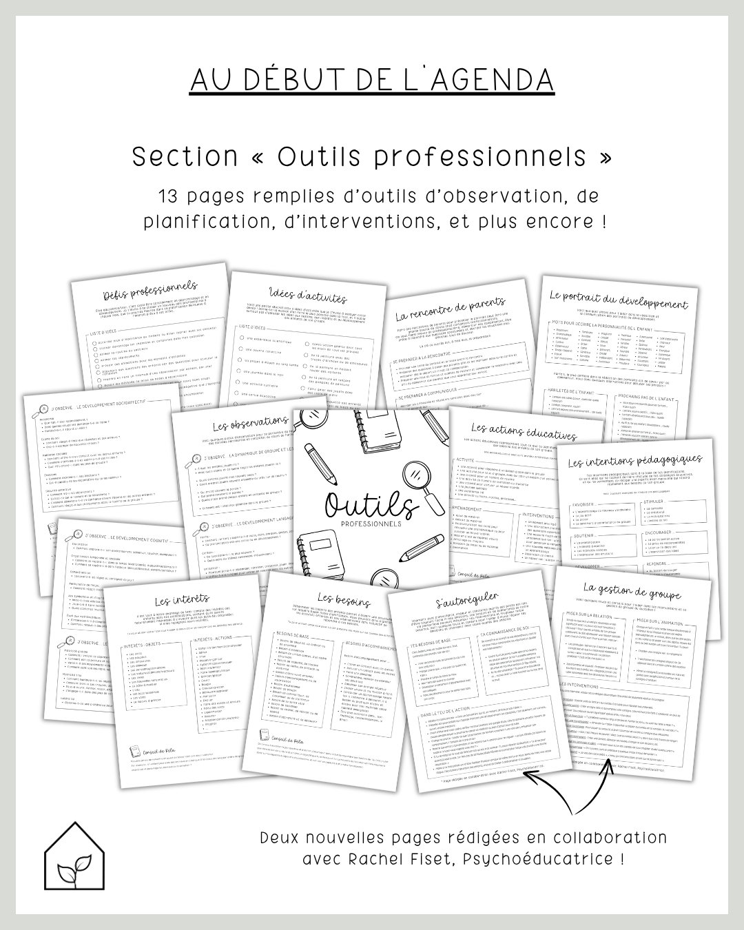 Agenda pour le personnel éducateur | Modèle 3 : Semaine sur deux pages