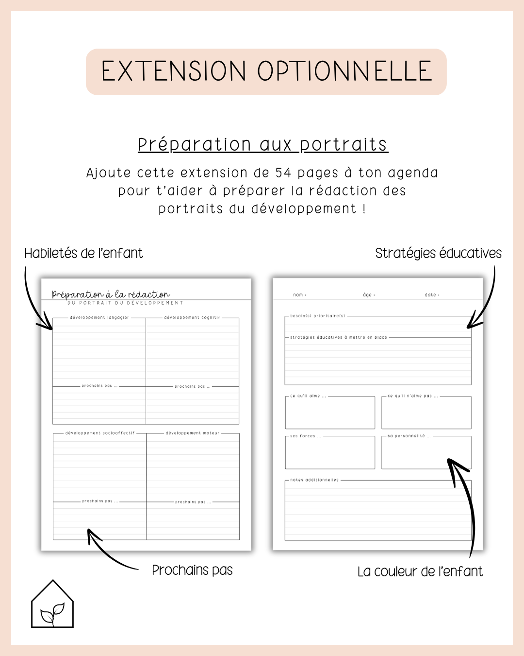 Agenda pour le personnel éducateur | Modèle 4 : Sans semainiers