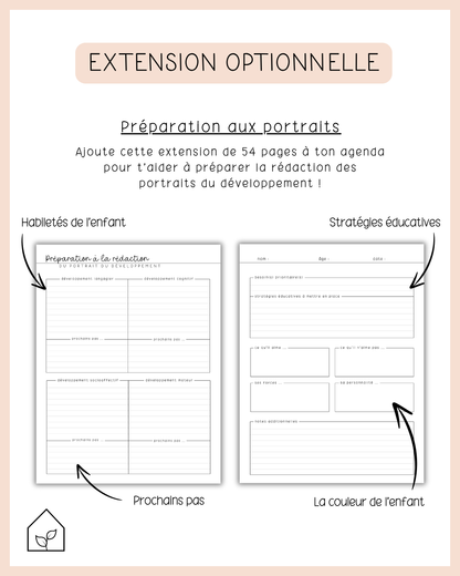 Agenda pour le personnel éducateur | Modèle 4 : Sans semainiers