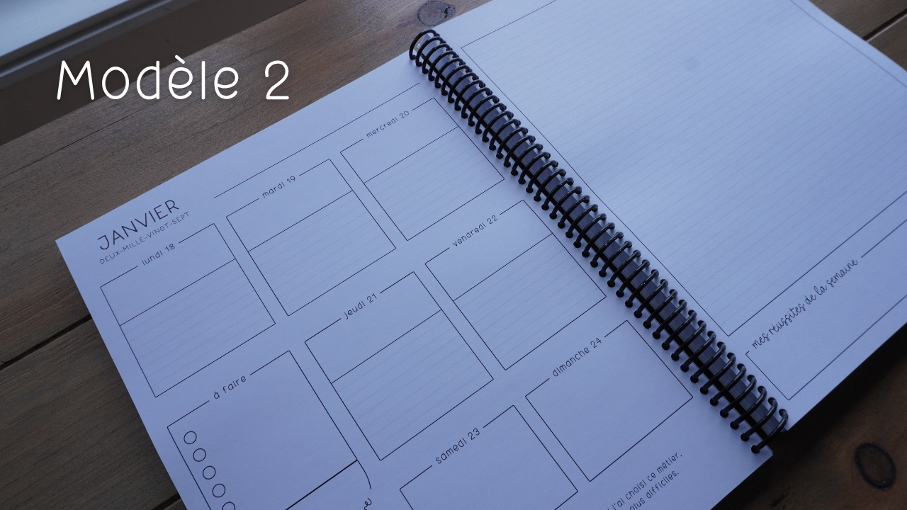 Agenda pour le personnel éducateur | Modèle 2 : Semaine sur une page + page de notes