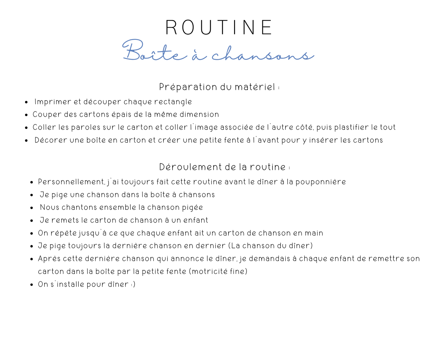 Boîte à chansons | Routine