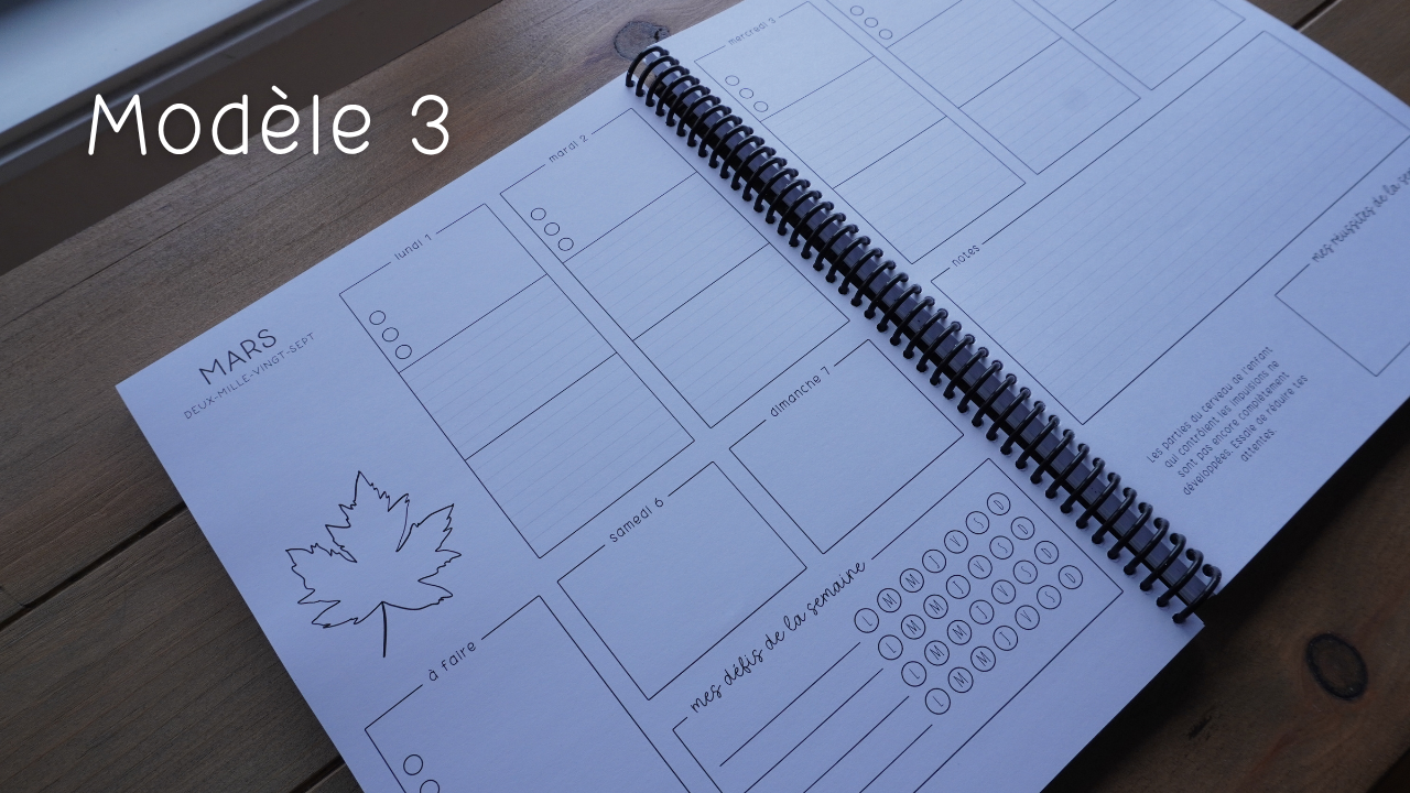 Agenda pour le personnel éducateur | Modèle 3 : Semaine sur deux pages