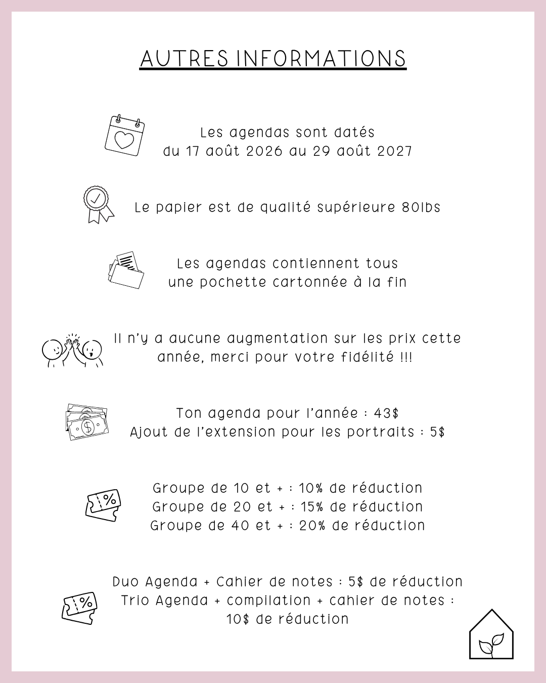 Agenda pour le personnel éducateur | Modèle 4 : Sans semainiers