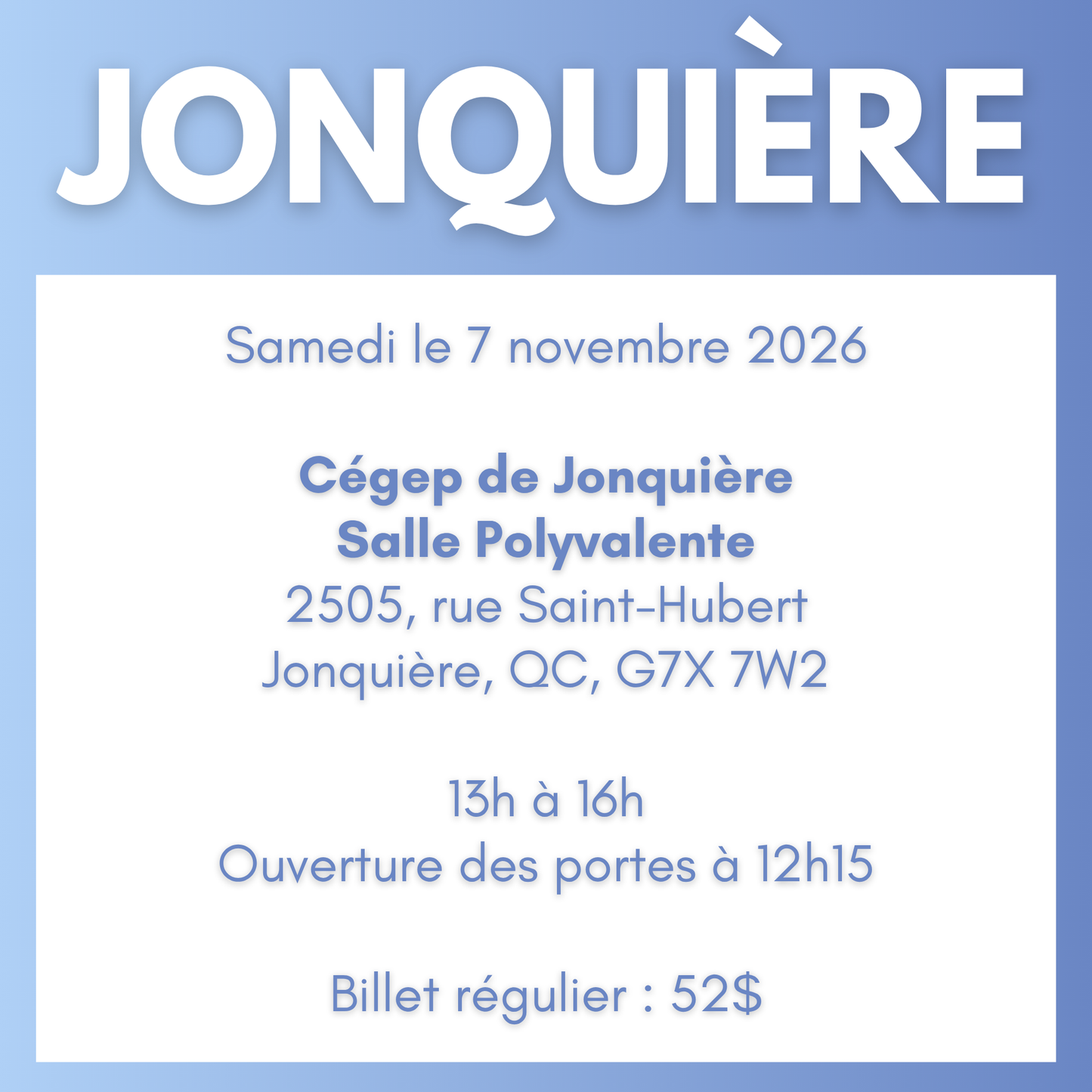 JONQUIÈRE | 7 novembre 2026