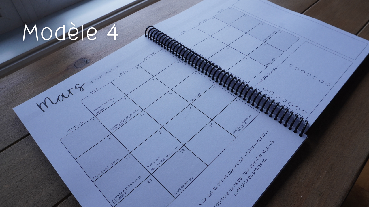 Agenda pour le personnel éducateur | Modèle 4 : Sans semainiers