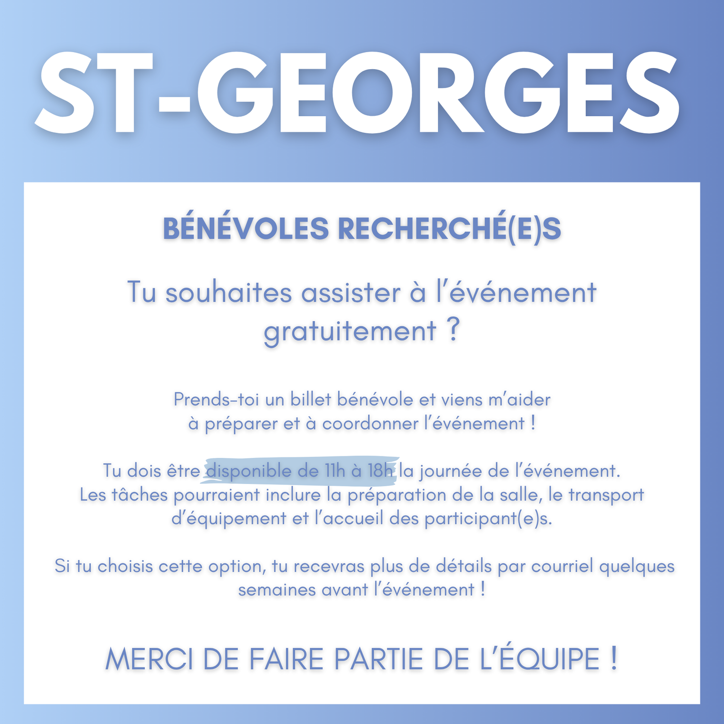 ST-GEORGES | 14 novembre 2026