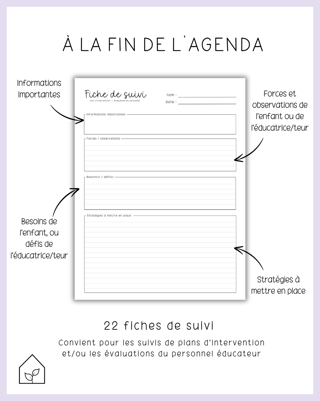 Agenda pour le personnel de soutien