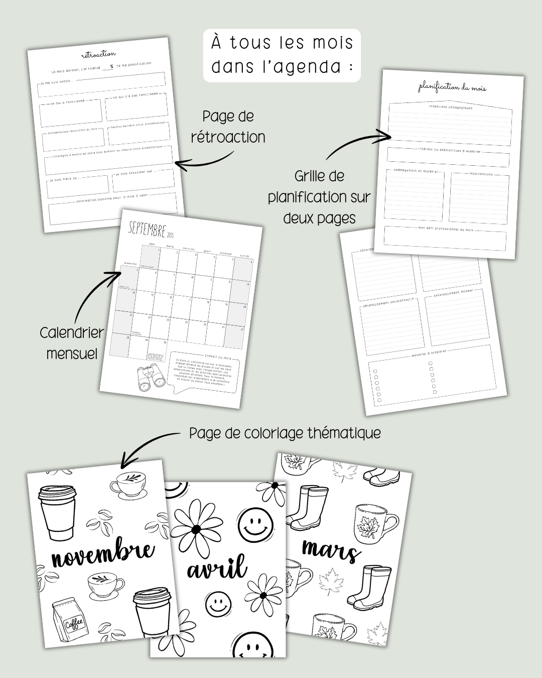 NUMÉRIQUE - Agenda de planification pour éducatrices et éducateurs | Modèle #1 : Semaine sur une page (classique)