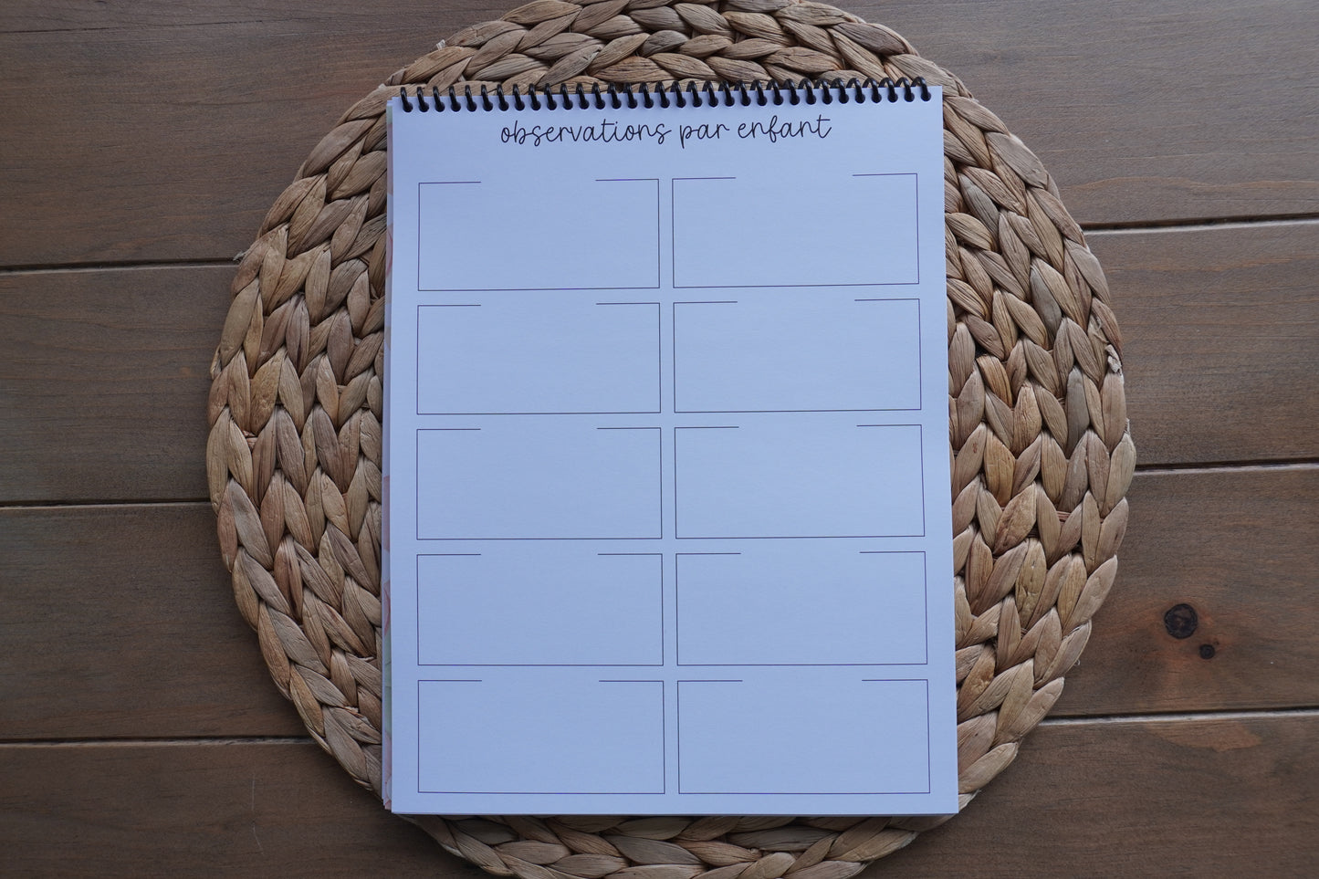 Cahier de notes d'observation