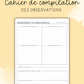 Cahier de compilation des observations