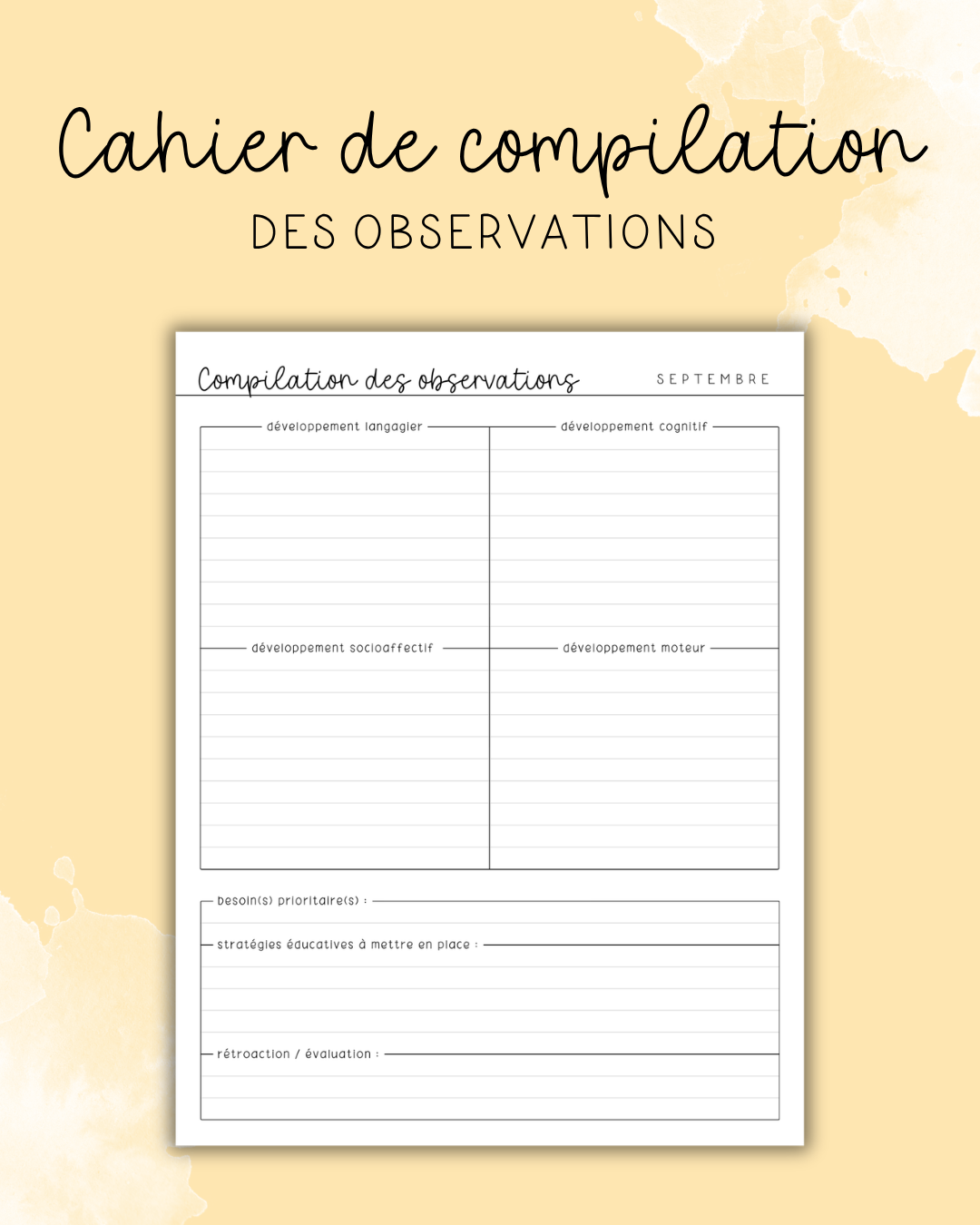 Cahier de compilation des observations