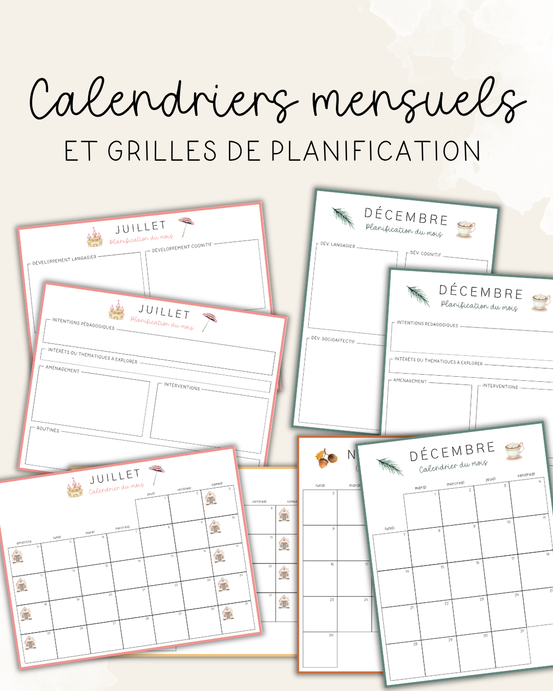 NUMÉRIQUE - Calendriers mensuels et grilles de planification 2026-2027