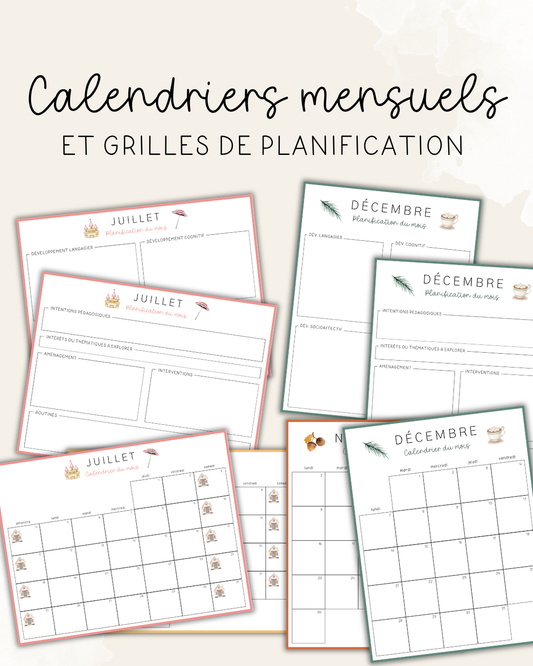 NUMÉRIQUE - Calendriers mensuels et grilles de planification 2026-2027
