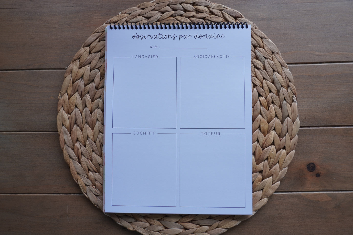 Cahier de notes d'observation