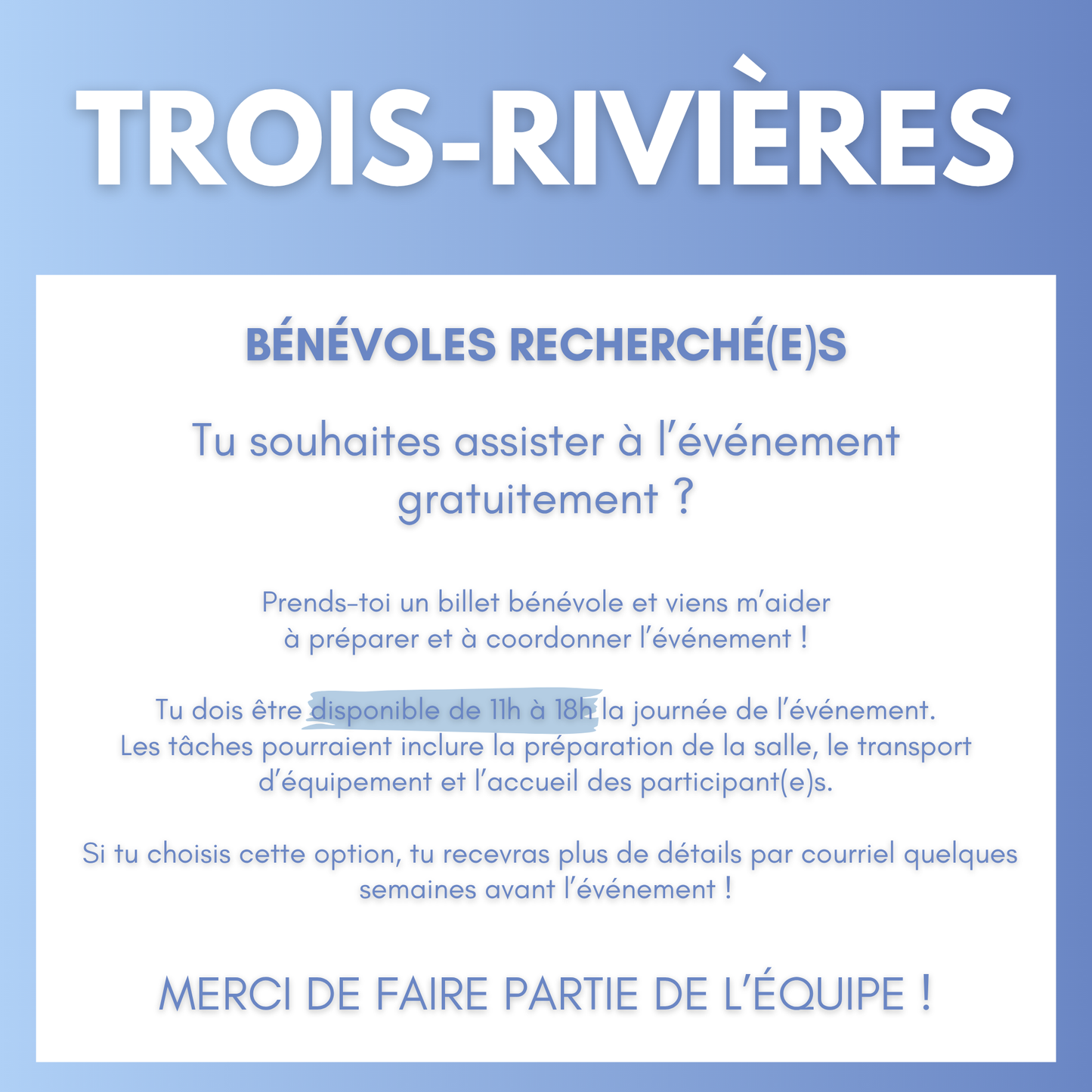 TROIS-RIVIÈRES | 30 janvier 2027