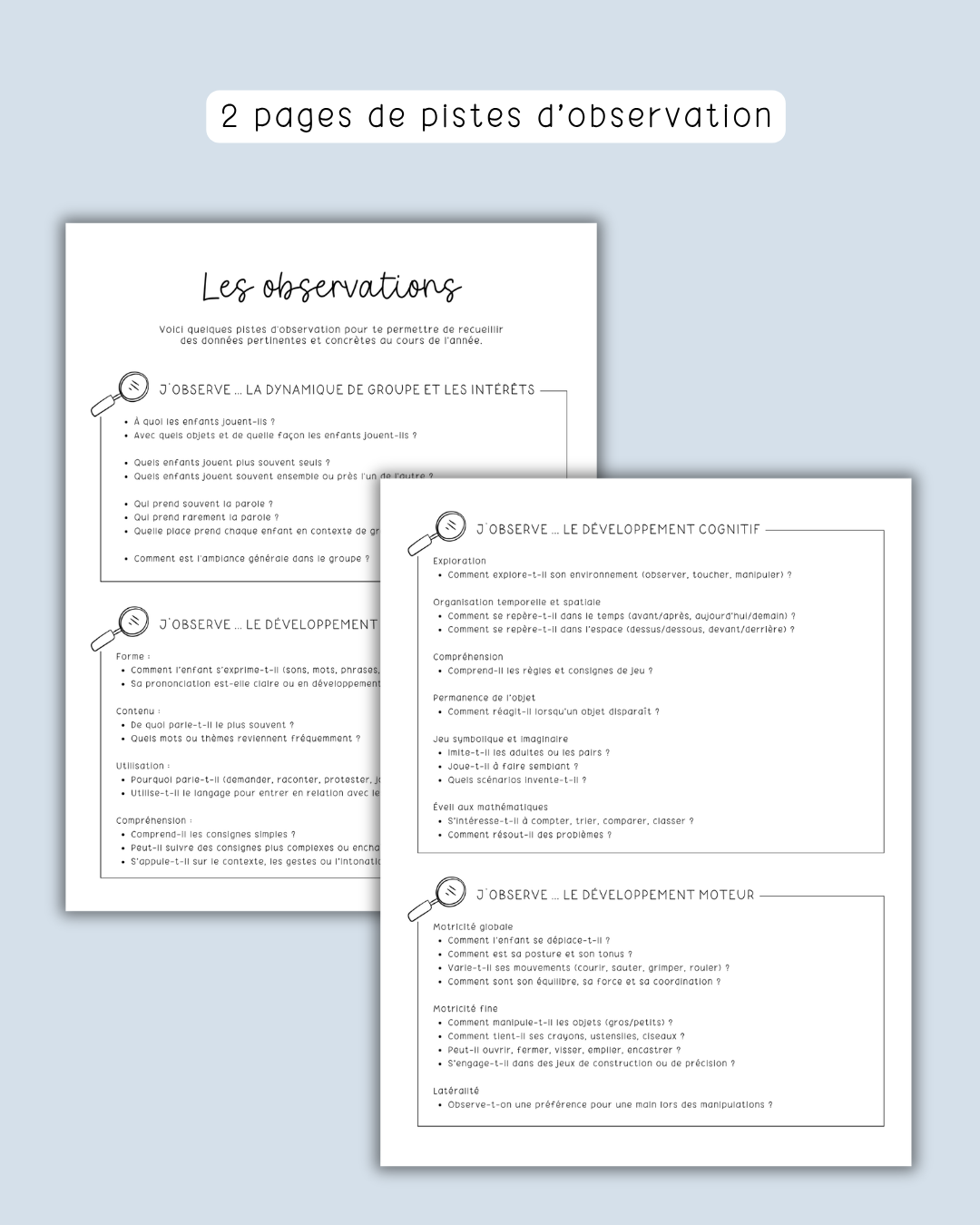 Cahier de notes d'observation
