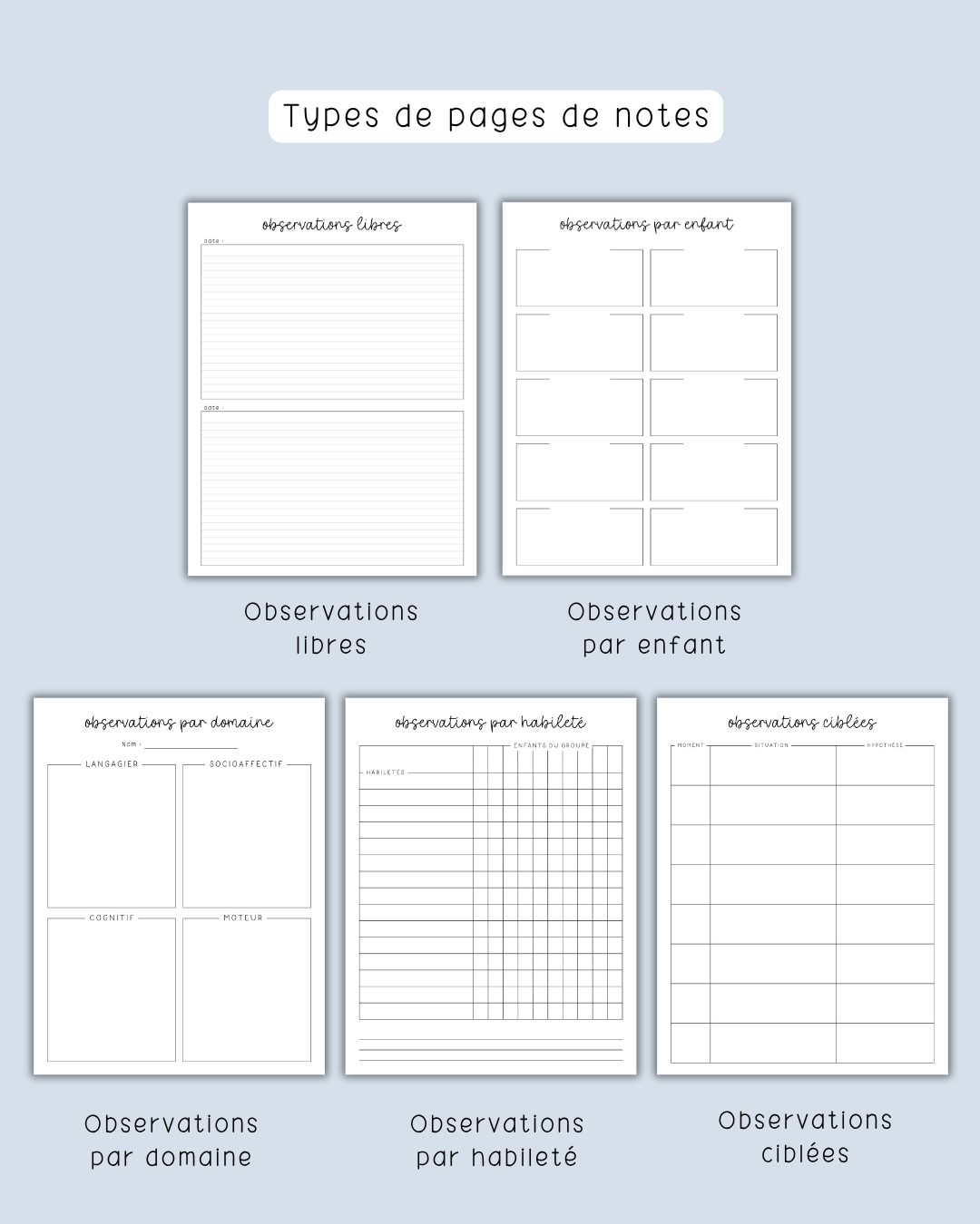 Cahier de notes d'observation