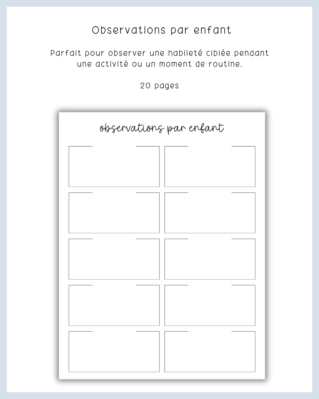 Cahier de notes d'observation