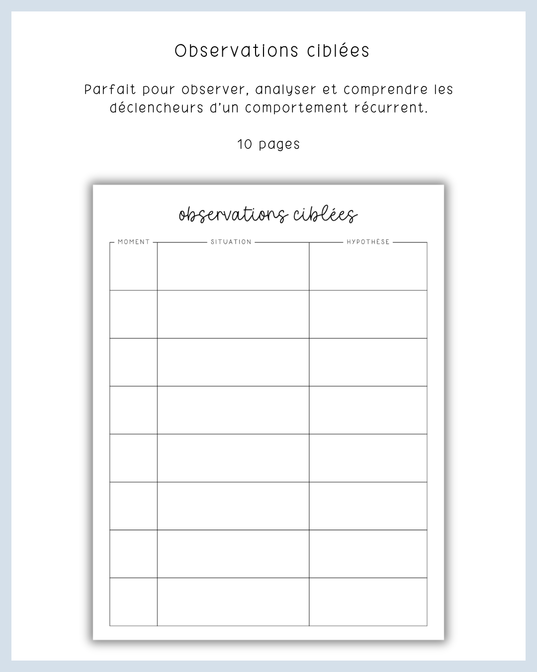 Cahier de notes d'observation