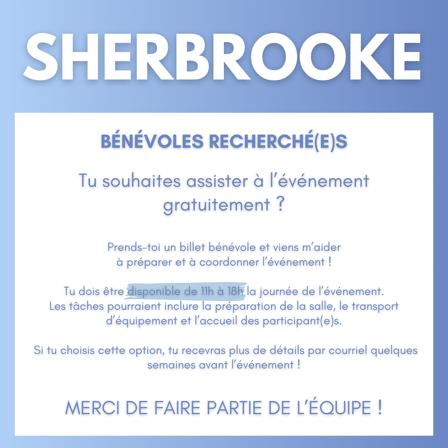 SHERBROOKE | 6 mars 2027