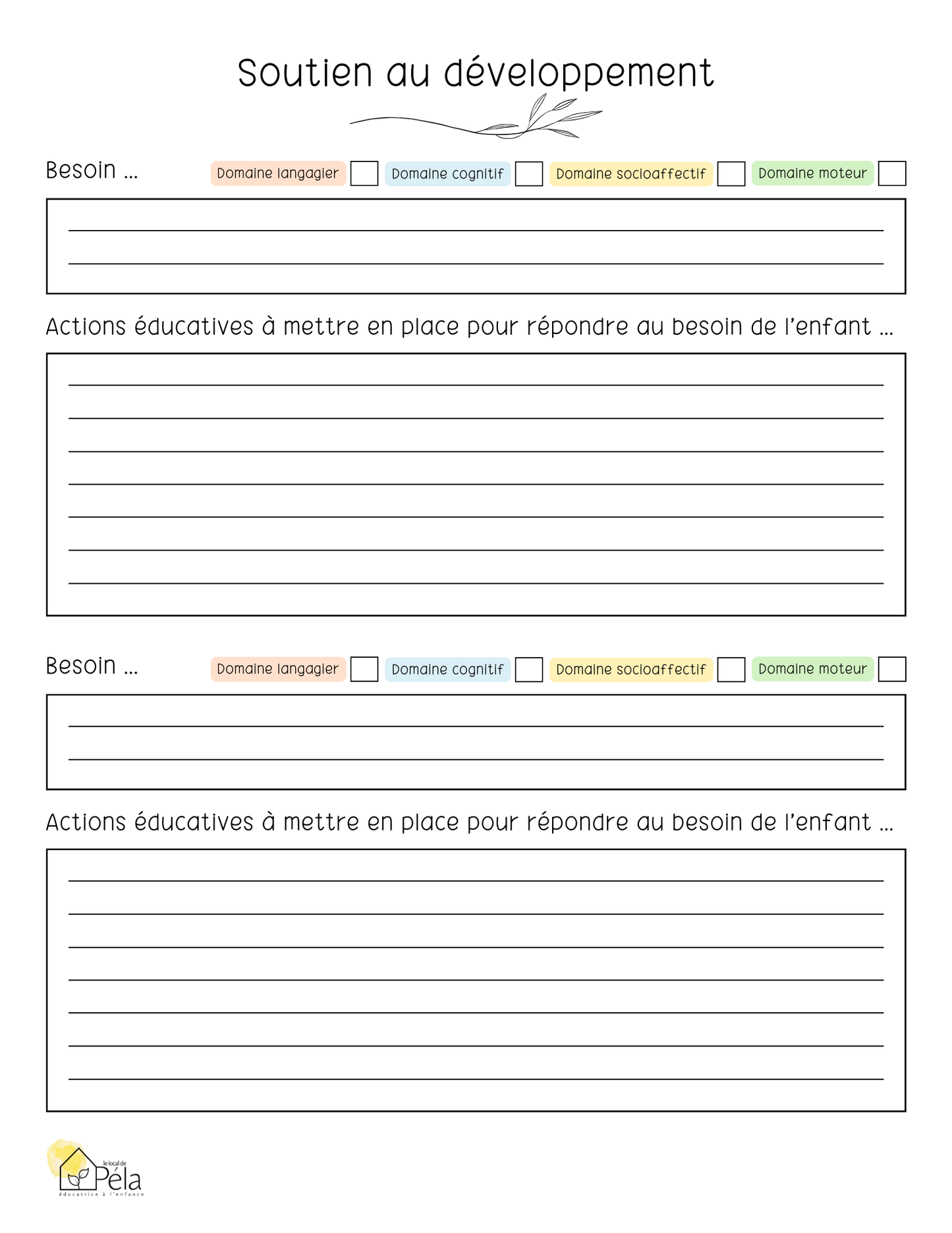 Portrait du développement - Modèle vierge et exemples