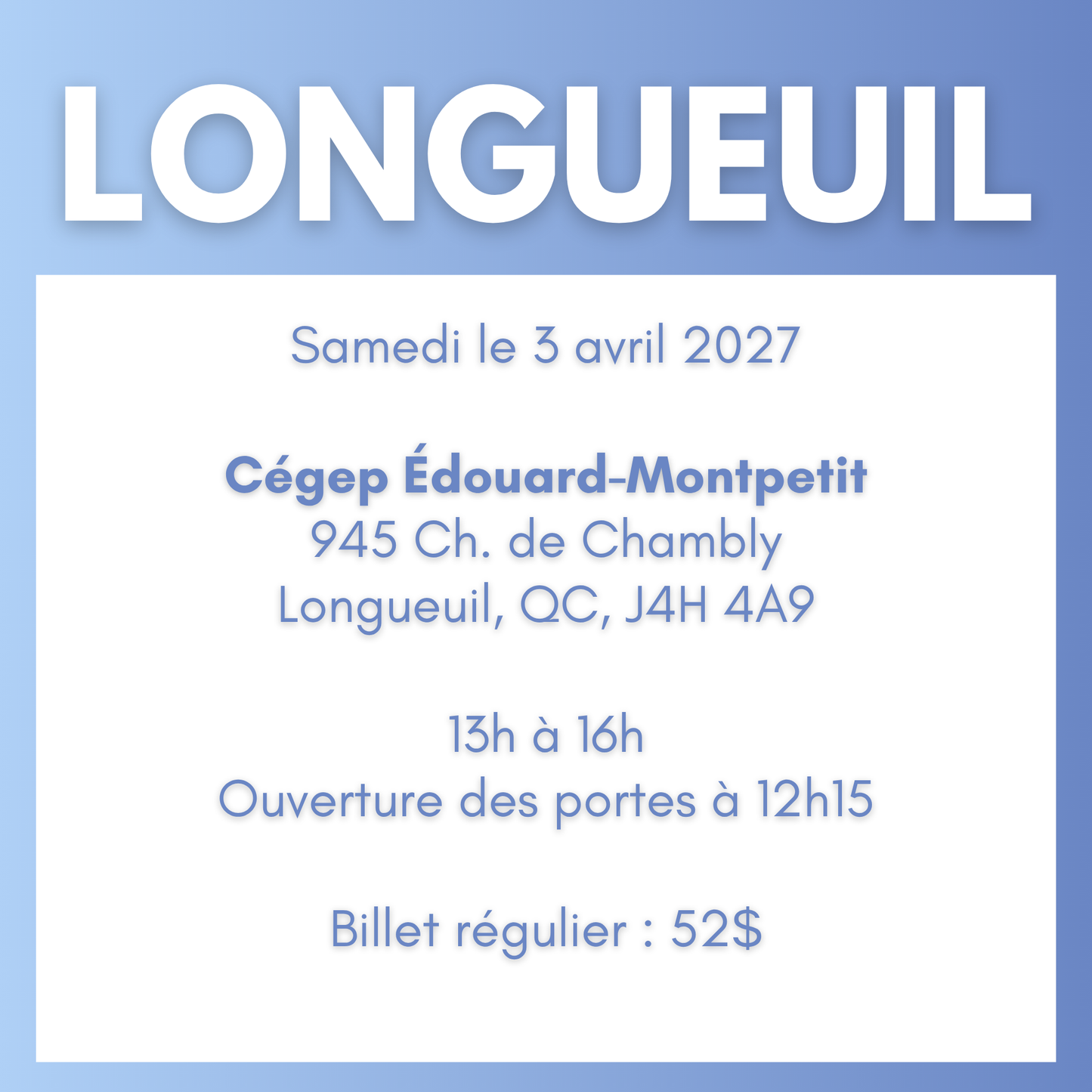 LONGUEUIL | 3 avril 2027
