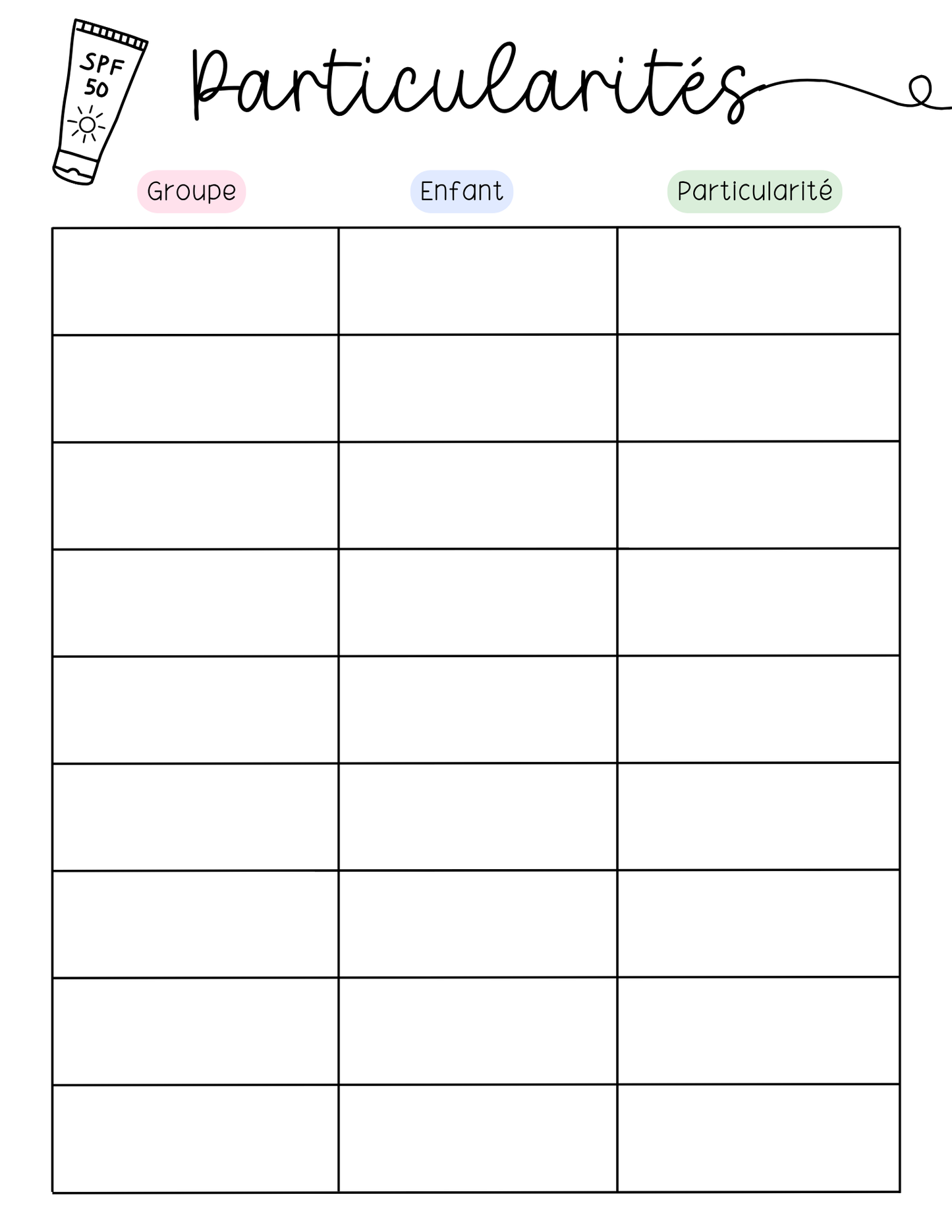 Cartable d'été | Pages d'organisation