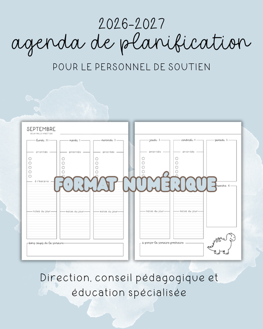 NUMÉRIQUE - Agenda pour le personnel de soutien