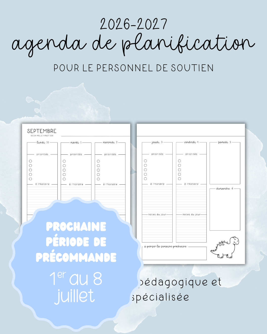 Agenda pour le personnel de soutien