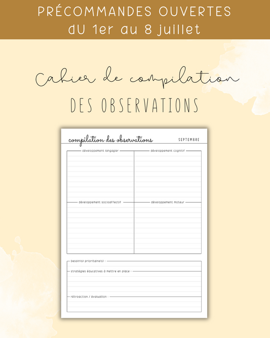 Cahier de compilation des observations