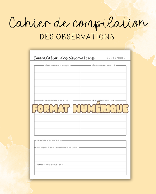 NUMÉRIQUE - Cahier de compilation des observations
