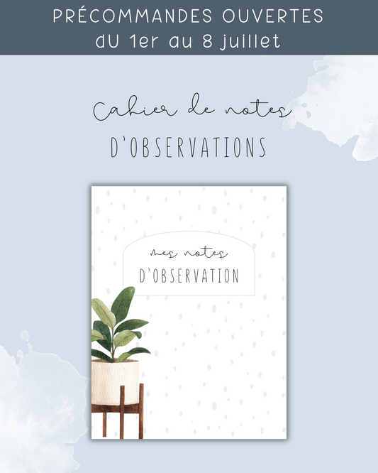 Cahier de notes d'observation