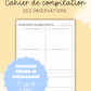 Cahier de compilation des observations