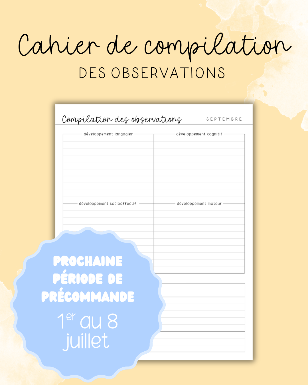 Cahier de compilation des observations