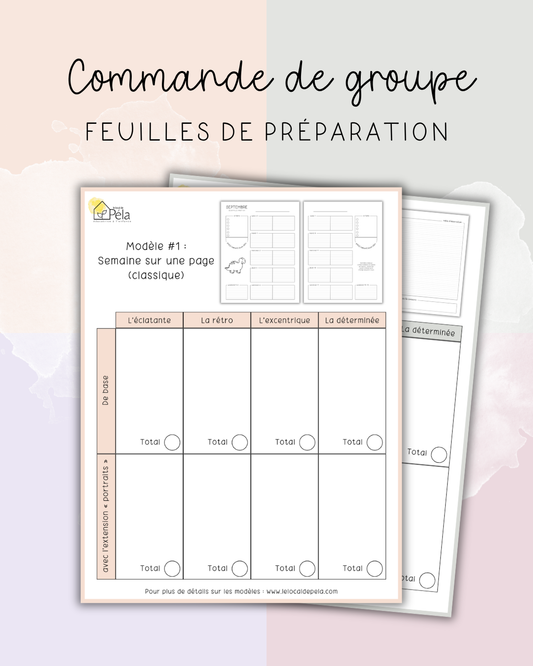 Commande de groupe - Feuilles de préparation