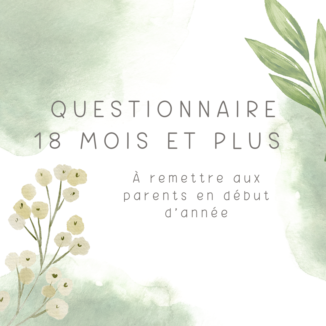 Questionnaire de début d'année (18 mois et +)